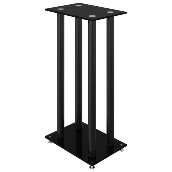 vidaXL Stativ för högtalare 2 st härdat glas 4-pelarmodell svart