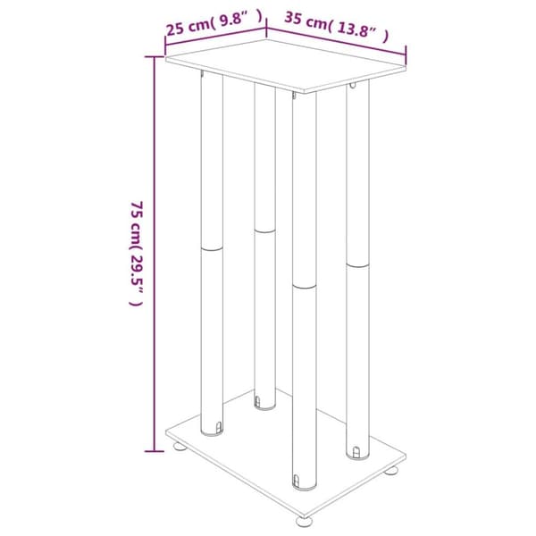 vidaXL Stativ för högtalare 2 st härdat glas 4-pelarmodell svart