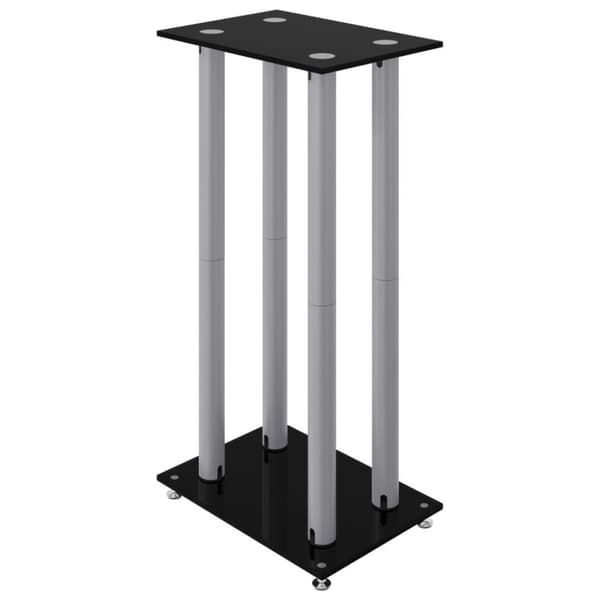 vidaXL Högtalarstativ 2 st härdat glas 4-pelarmodell svart & silver