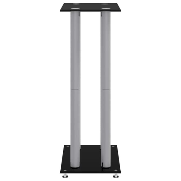 vidaXL Högtalarstativ 2 st härdat glas 4-pelarmodell svart & silver