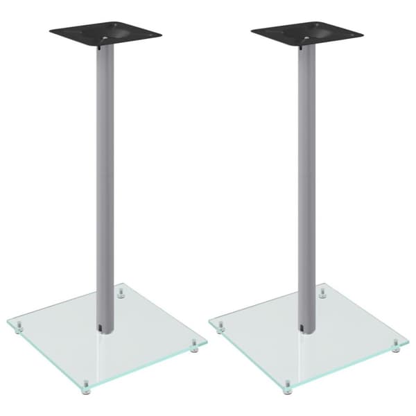 vidaXL Högtalarstativ 2 st härdat glas 1-pelardesign silver