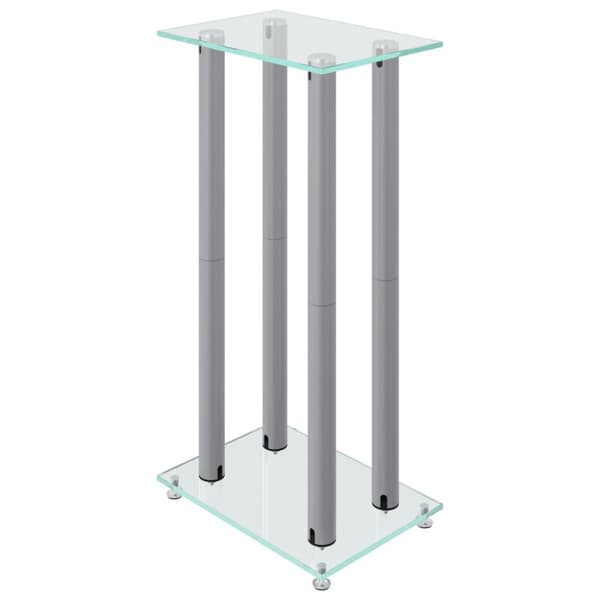 vidaXL højtalerstativer 2 stk. 4 søjler hærdet glas sølvfarvet