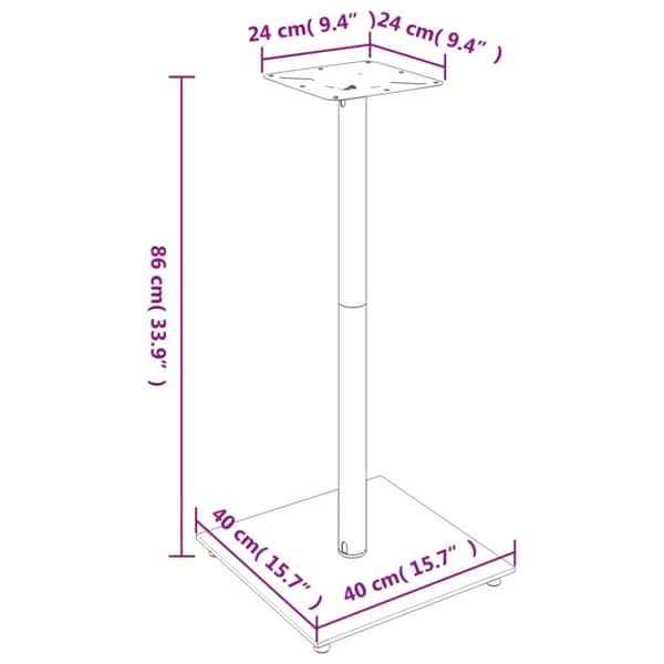 Stativ för högtalare 2 st härdat glas 1-pelarmodell svart
