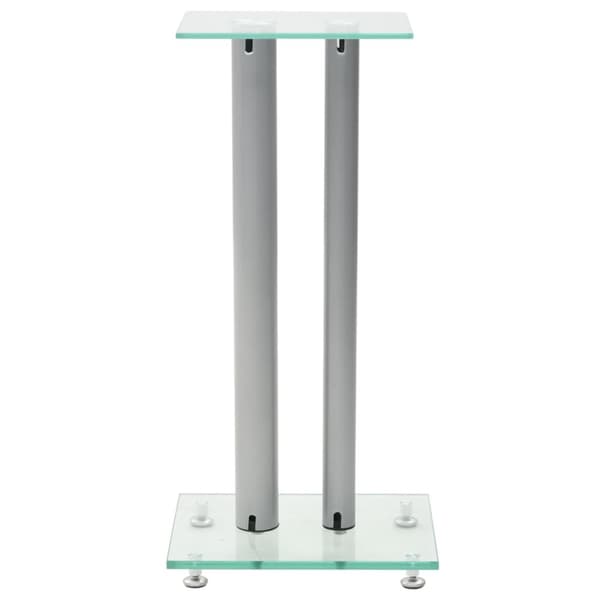 Högtalarstativ 2 st härdat glas 2 pelare silver