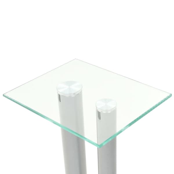 Högtalarstativ 2 st härdat glas 2 pelare silver