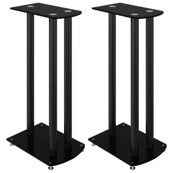 The Living Store Stativ för högtalare 2 st svart härdat glas 3-pelarmodell -  Högtalarstativ