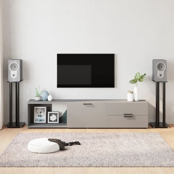 The Living Store Stativ för högtalare 2 st svart härdat glas 3-pelarmodell -  Högtalarstativ