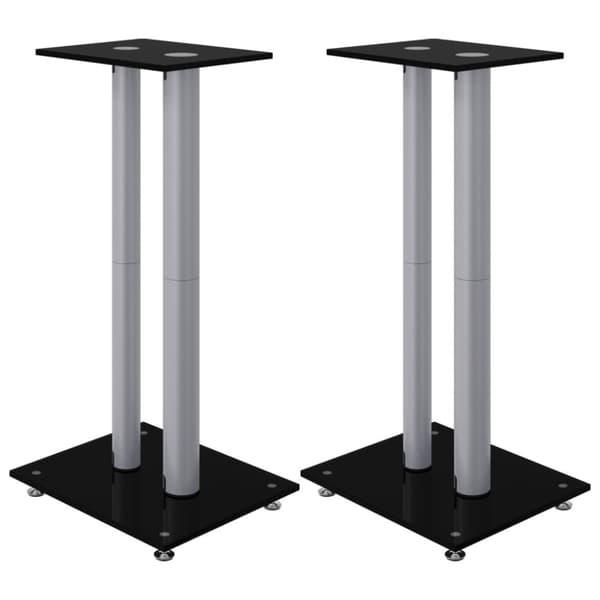Högtalarstativ - Living Högtalarstativ 2 st härdat glas 2-pelarmodell svart & silver