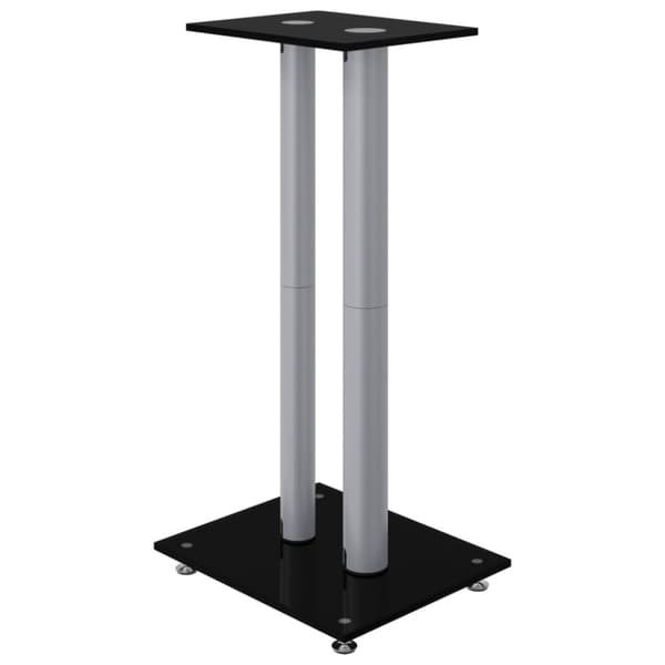 Högtalarstativ - Living Högtalarstativ 2 st härdat glas 2-pelarmodell svart & silver