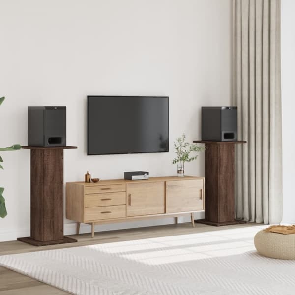 vidaXL højtalerstativer 2 stk. 30x30x95 cm konstrueret træ brun egetræ