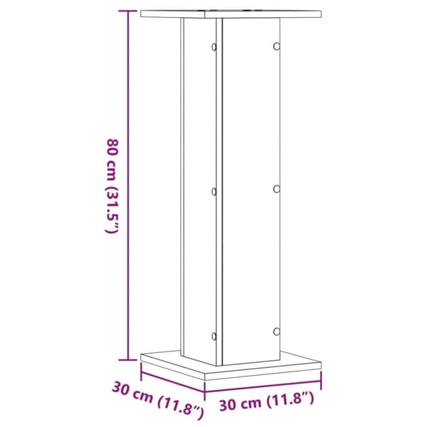 vidaXL højtalerstativer 2 stk. 30x30x80cm konstrueret træ røget egetræ