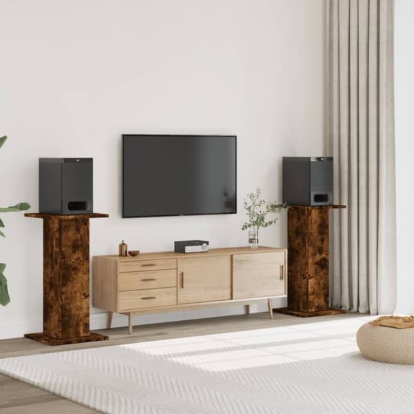 vidaXL højtalerstativer 2 stk. 30x30x80cm konstrueret træ røget egetræ
