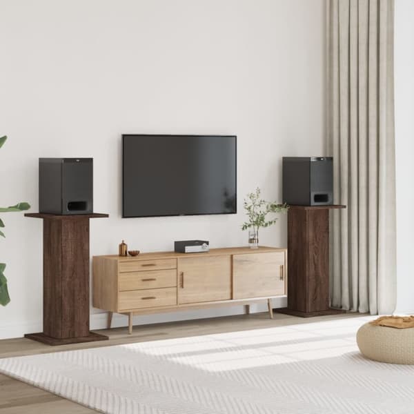 vidaXL Høyttalerstativ 2 stk brun eik 30x30x80 cm konstruert tre