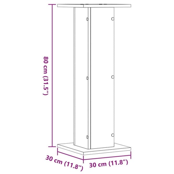 vidaXL højtalerstativer 2stk. 30x30x80cm konstrueret træ egetræsfarvet