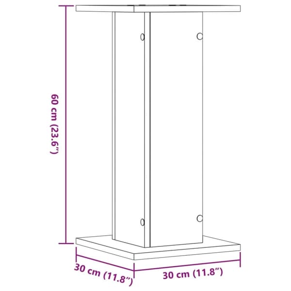 vidaXL højtalerstativer 2 stk. 30x30x60 cm konstrueret træ antikt træ