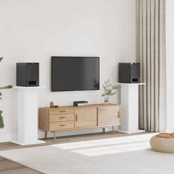 vidaXL Høyttalerstativ 2 stk hvit 30x30x95 cm konstruert tre