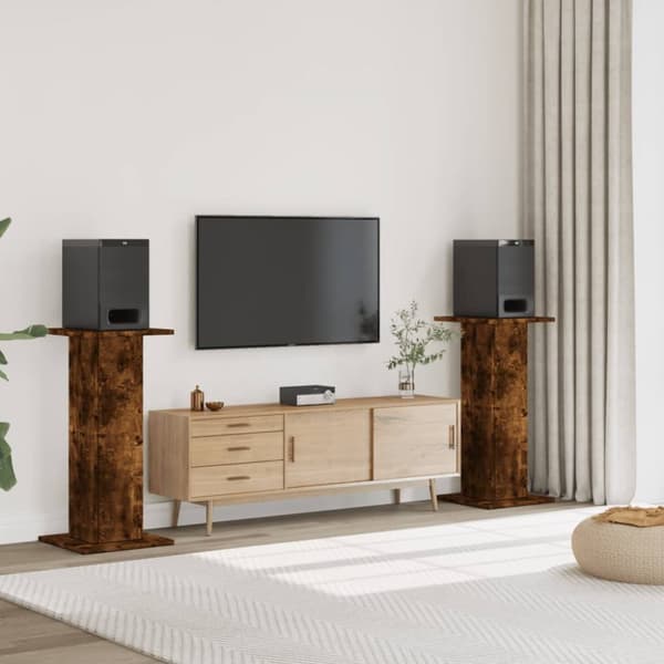 højtalerstativer 2 stk. 30x30x95cm konstrueret træ røget egetræ