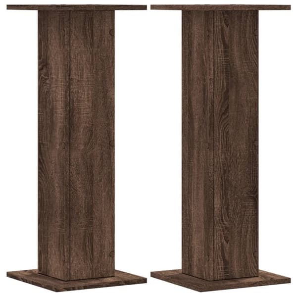 højtalerstativer 2 stk. 30x30x80 cm konstrueret træ brun egetræ