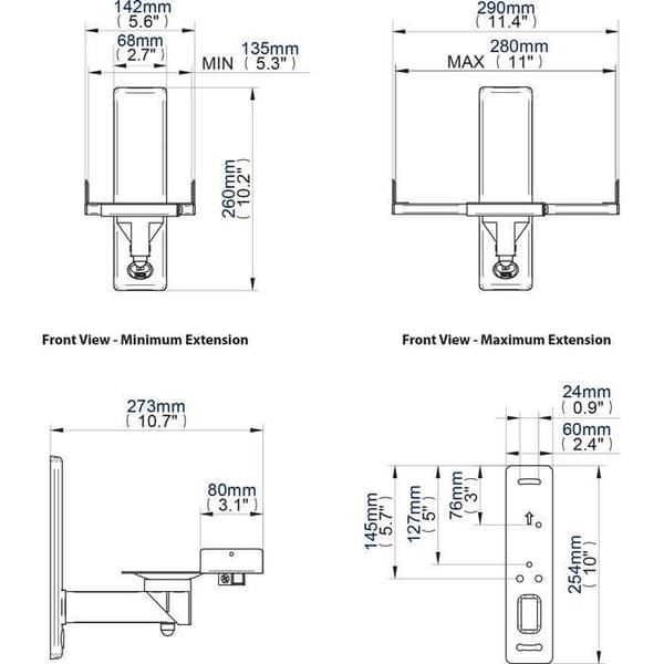 B-Tech Mountlogic BT77 Vit Högtalarstativ - Par - Tilt - 25 kg