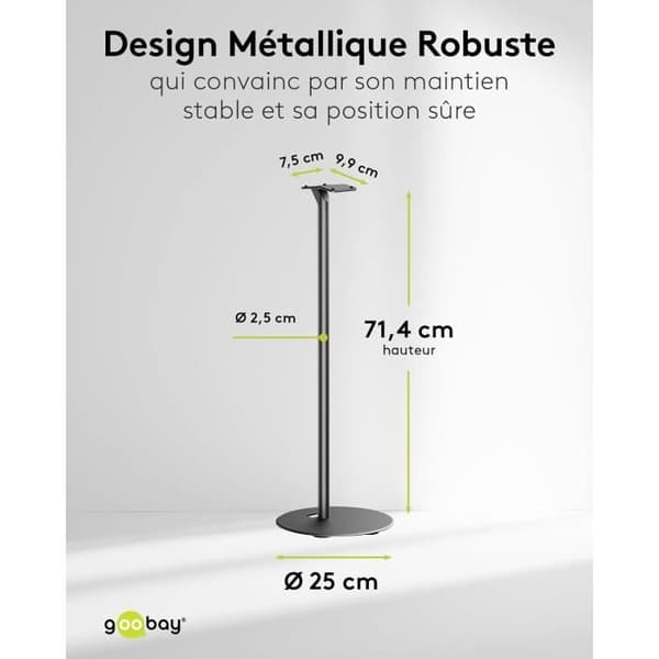 Support för Sonos Era 300, belastningskapacitet 3K, kabelhantering, 71 cm hög, svart - 71195