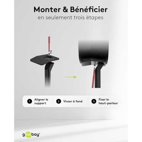 Support för Sonos Era 300, belastningskapacitet 3K, kabelhantering, 71 cm hög, svart - 71195