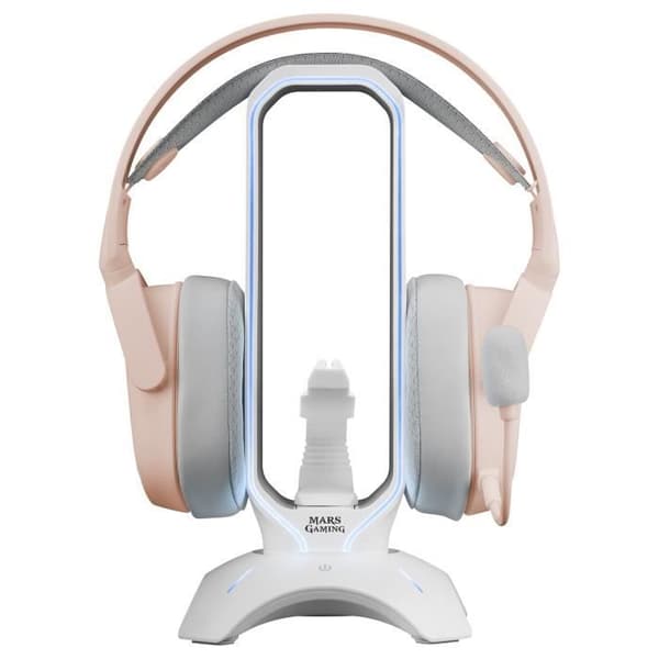 Mars Gaming MHHPRO Vit – Stöd för Gamer Hörlurar RGB – 2x USB – Mus Bungee