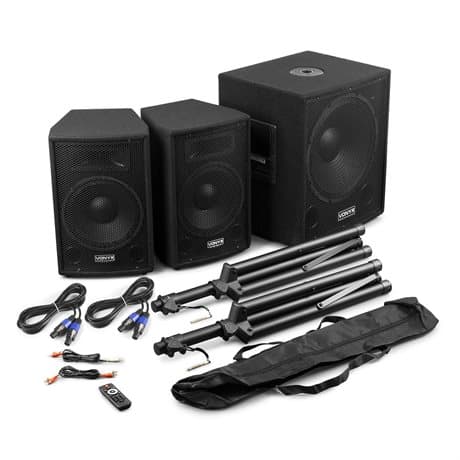 Vonyx VX1015BT komplett ljudsystem med Bluetooth - 2.1 aktiv högtalarset - 1000W Peak Effekt