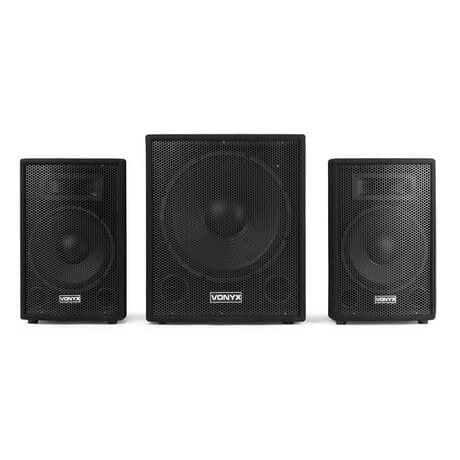 Vonyx VX1015BT komplett ljudsystem med Bluetooth - 2.1 aktiv högtalarset - 1000W Peak Effekt