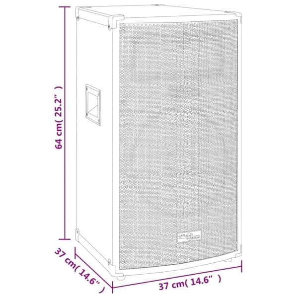 vidaXL Profesjonell passiv Hifi-scenehøyttaler 1000 W svart 37x37x64cm
