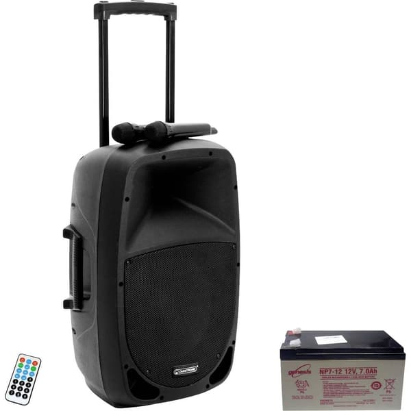 Omnitronic MES-15BT2 Mobil PA-högtalare 38 cm 15 tum 230 V, Uppladdningsbara batteri 1 st