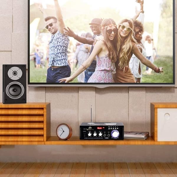 NÖRDIC Bluetooth 5.0 Stereovahvistin 2x40W AUX / USB / BT Audiovahvistin FM 2xMIC-tulolla