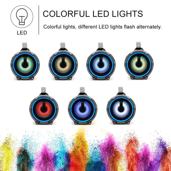 Kannettava kaiutin bluetooth 5.0 LED langaton ulkobasso mikrofoni AUX TF FM radio A+(led)
