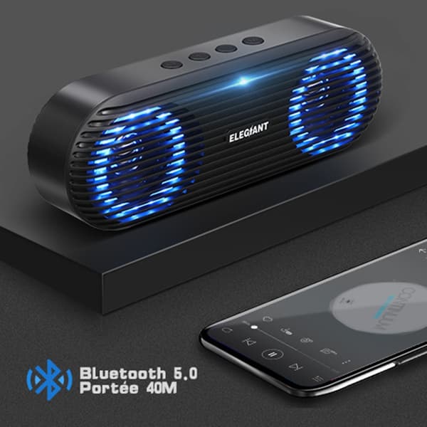 ELEGIANT Bluetooth-højttaler, bærbar bluetooth 5.0-højttaler Trådløs lydboks 10W Music Box Boombox med stereolydbas Understøtter håndfri opkald