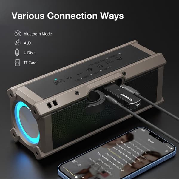 BlitzWolf BW-WA3 True 100W Portabla Dual-Driver-högtalare bluetooth-högtalare Djup bas Fantastiskt ljud LED-ljus TWS 5000mAh Trådlös utomhushögtalare