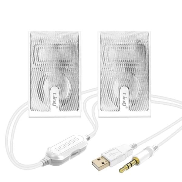 Trådlös Högtalare - LinQ - A2035 - 6W - Jack 3.5mm - 2 Vita Högtalare