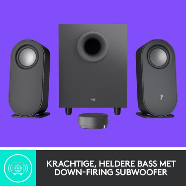 Logitech Z407 - Högtalarsystem - för PC - 2.1 kanal - trådlöst - Bluetooth - USB - 40 Watt (totalt) - grafitgrå (980-001348)