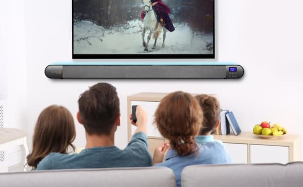 Technaxx TX-139 Soundbar taustavalotehosteilla - DAB+ & FM-radio - Bluetooth - optinen lähtö - HDMI ARC - USB ja AUX-IN - 4 x 10 W - Musta