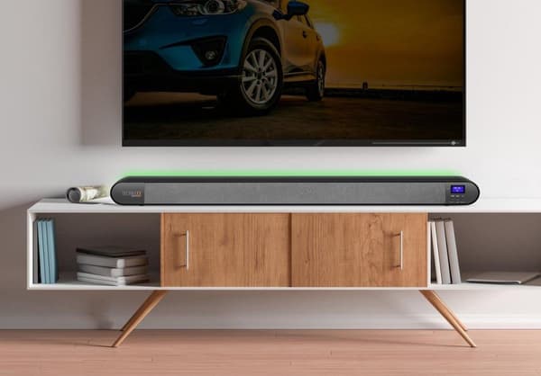Technaxx TX-139 Soundbar taustavalotehosteilla - DAB+ & FM-radio - Bluetooth - optinen lähtö - HDMI ARC - USB ja AUX-IN - 4 x 10 W - Musta