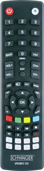 Schwaiger UFB3802533 Fjernbetjening DTV - TV-trykknapper (UFB3802533) Sort
