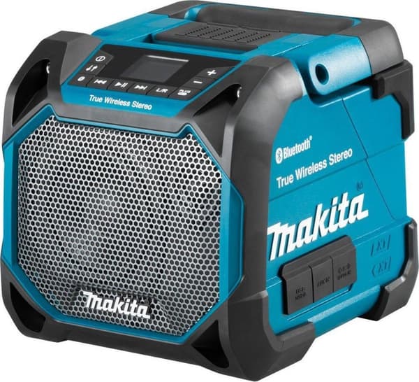 Makita DMR203 10,8-18V Li-Ion Batteri Bluetooth-högtalare - fungerar på nätström och batteri Svart, Blå