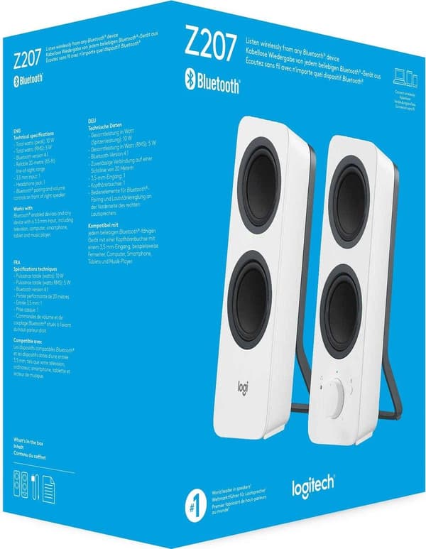 Logitech Z207 - Bluetooth-tietokonekaiuttimet - valkoinen