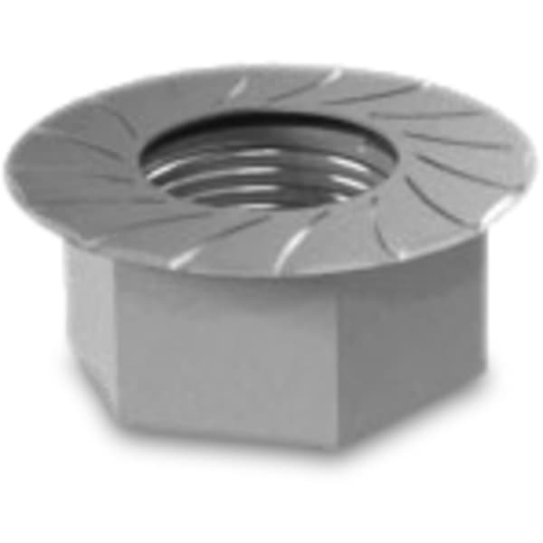 K2 Hexagon Flange nut with serration M8, 100 stk