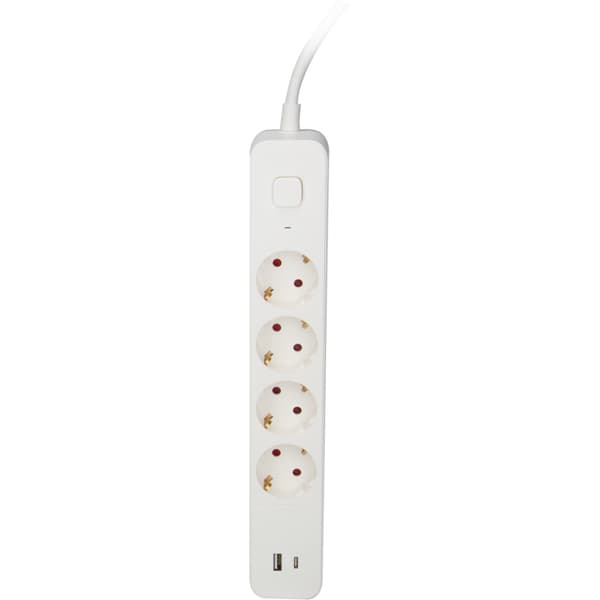 Namron Skjøteledning 4-veis Jord USB-A/C 1,5m Hvit