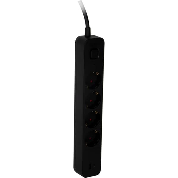 Namron Skjøteledning 4-veis Jord USB-A/C 1,5m Sort