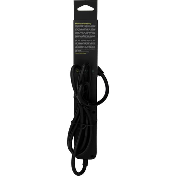 Namron Skjøteledning 4-veis Jord USB-A/C 1,5m Sort