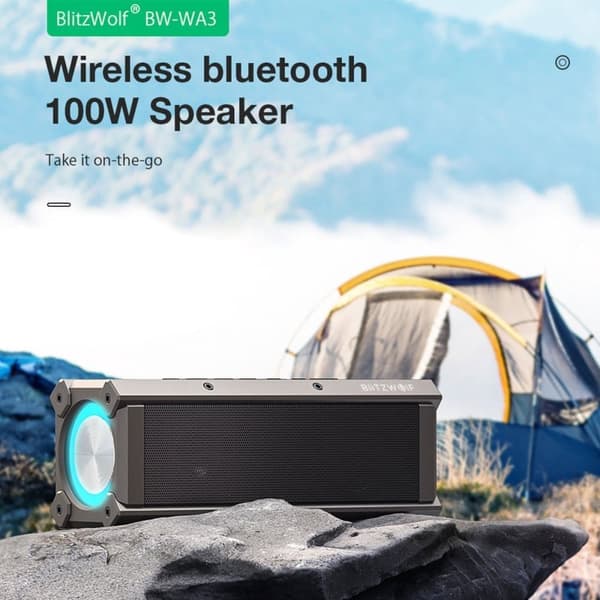 BW-WA3 100W bluetooth högtalare Quad Drivers Dubbla membran Djup bas RGB-ljus TWS 5000mAh Utomhus trådlös högtalare