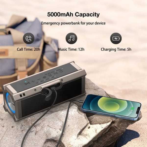 BW-WA3 100W bluetooth högtalare Quad Drivers Dubbla membran Djup bas RGB-ljus TWS 5000mAh Utomhus trådlös högtalare