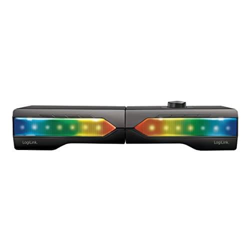 LogiLink Mobile Soundbar med festljus, svart trådlöst 2-i-1 spelljudsystem, pekstyrt - 1 stycke (SP0059)