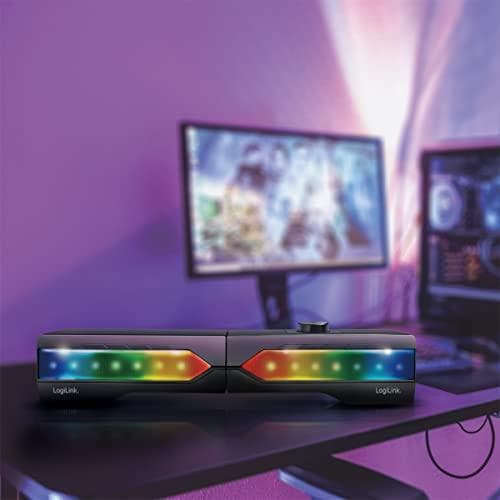 LogiLink Mobile Soundbar med festljus, svart trådlöst 2-i-1 spelljudsystem, pekstyrt - 1 stycke (SP0059)