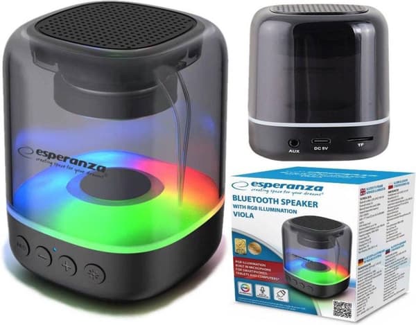 Esperanza EP154 BT FM LED RGB Højttaler Sort 3W